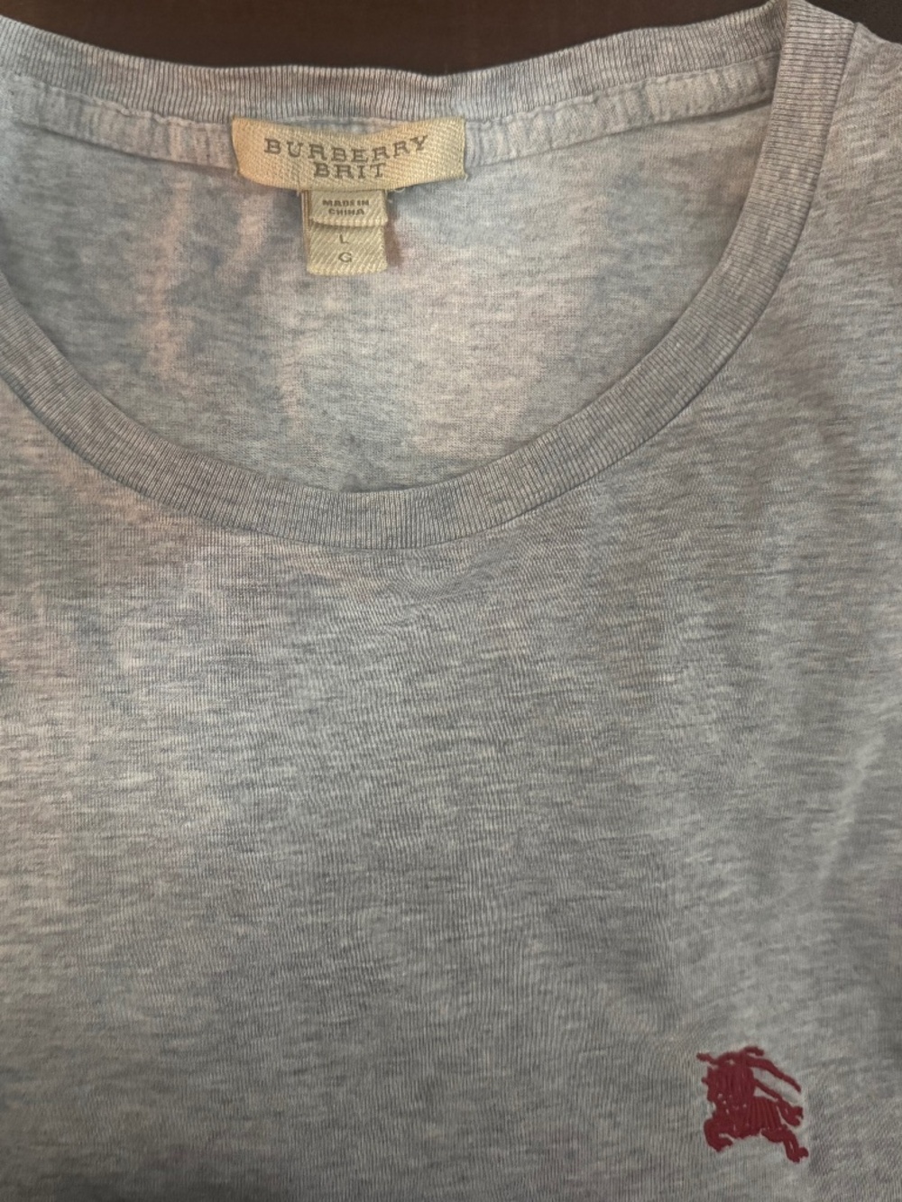Burberry War Horse Embroidered Crew Neck Short Sleeve Shirt Gray Men L